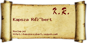 Kapsza Róbert névjegykártya